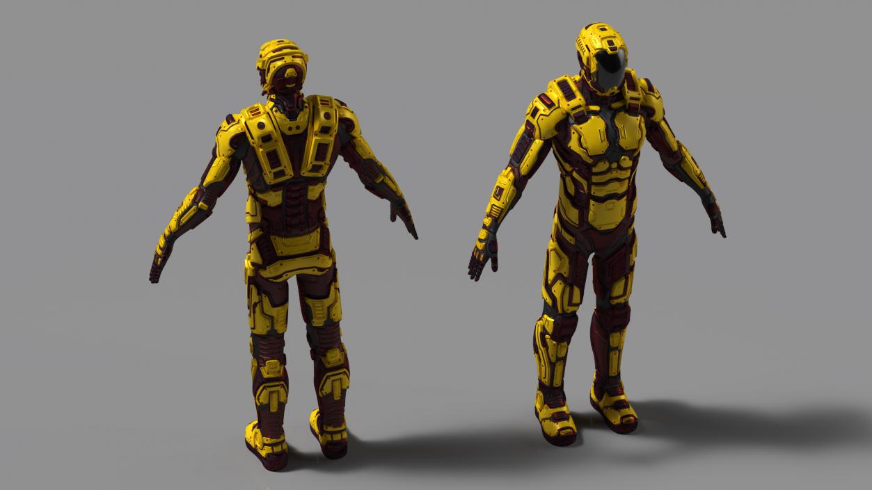 Futuristic Armored Cyborg Yellow 2 3D model