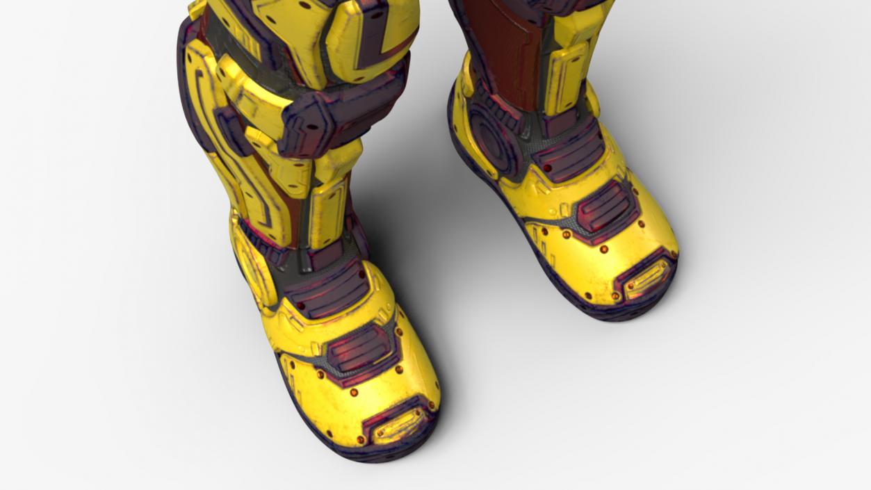 Futuristic Armored Cyborg Yellow 2 3D model