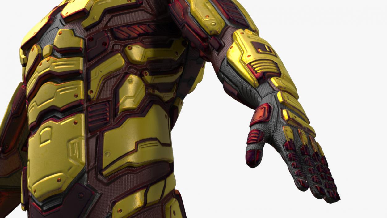 Futuristic Armored Cyborg Yellow 2 3D model