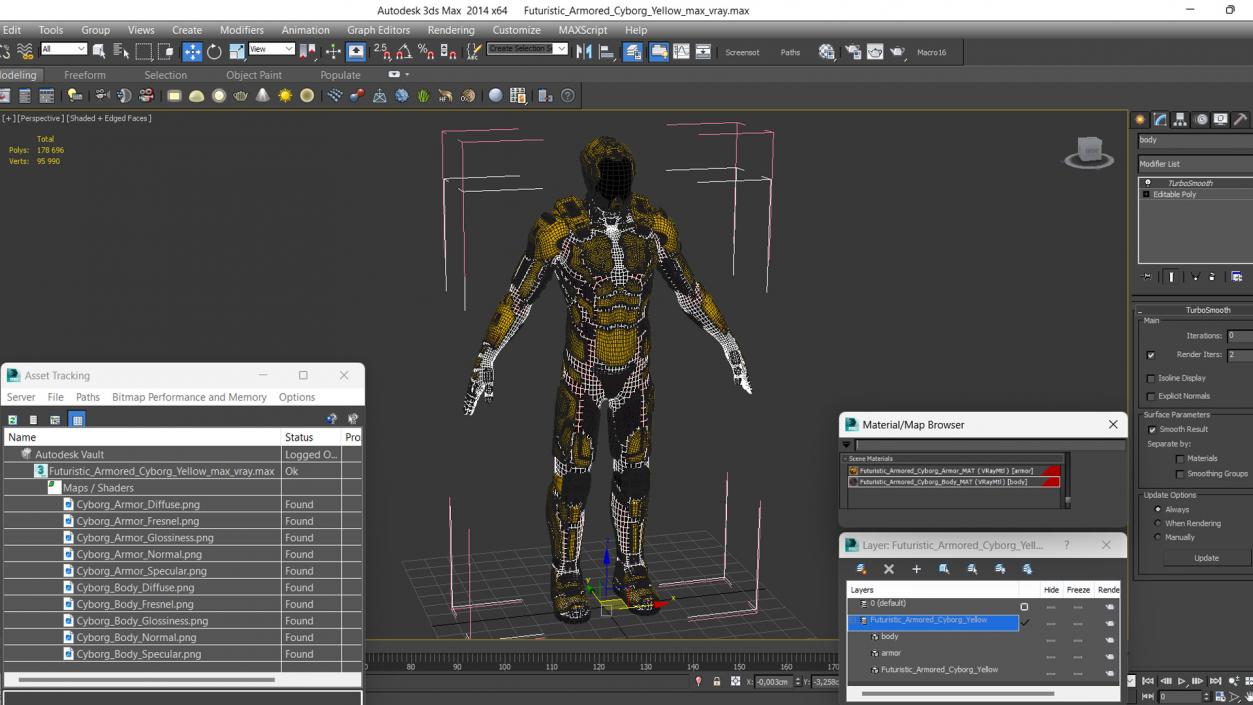 Futuristic Armored Cyborg Yellow 2 3D model