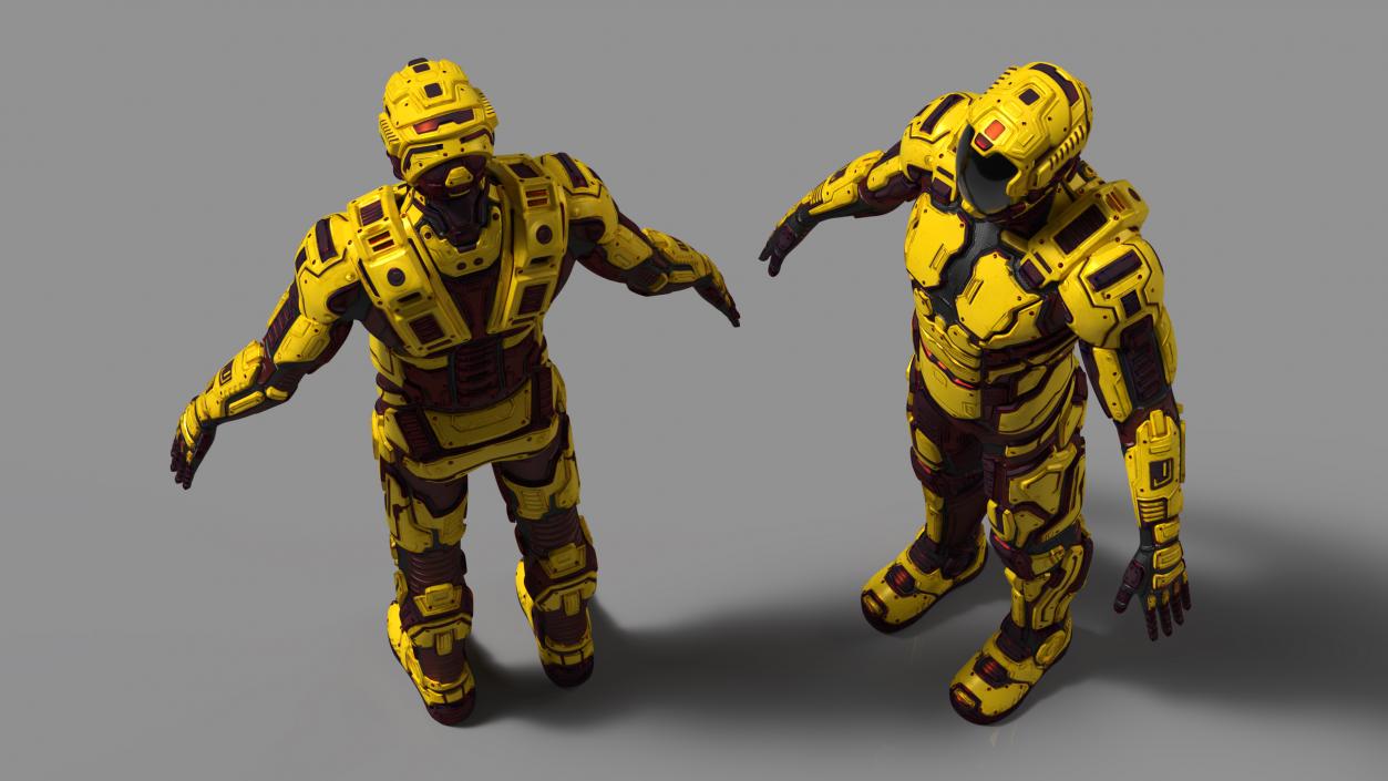 Futuristic Armored Cyborg Yellow 2 3D model