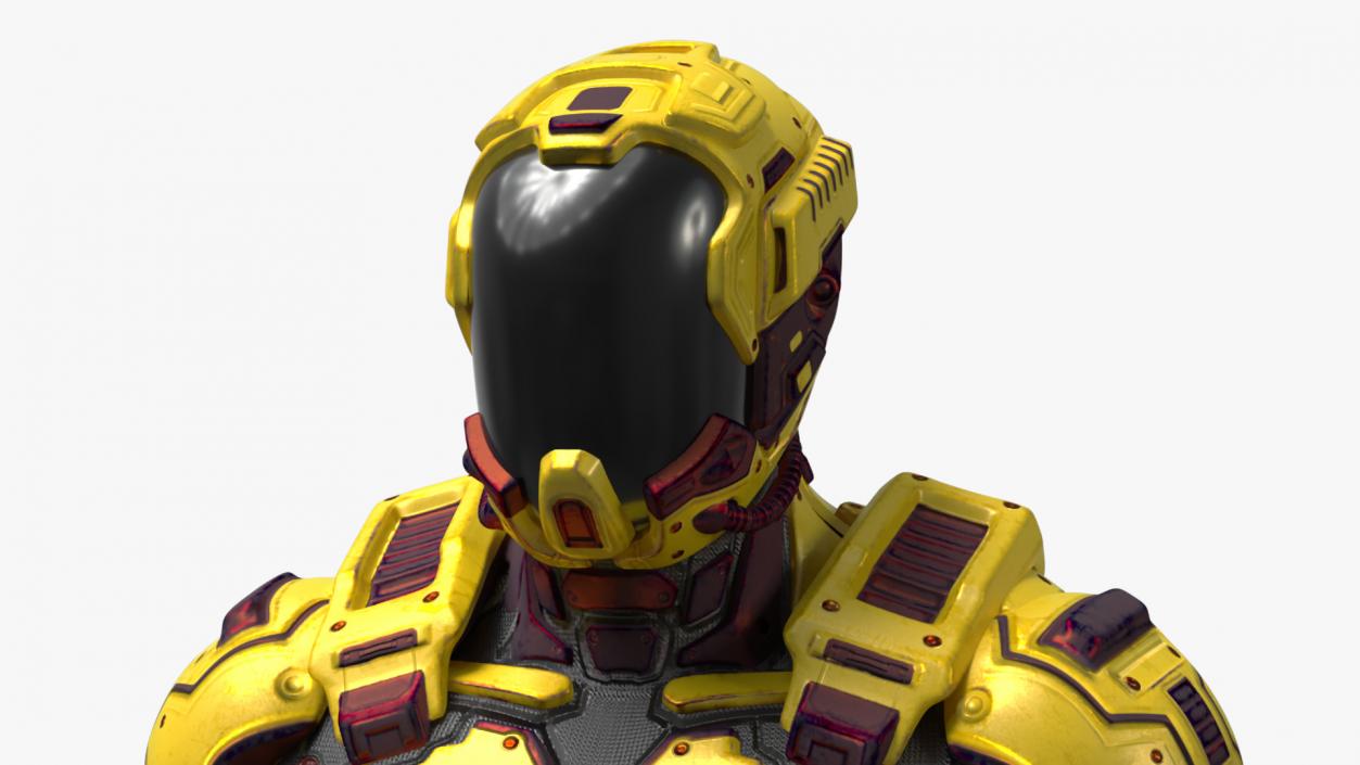 Futuristic Armored Cyborg Yellow 2 3D model