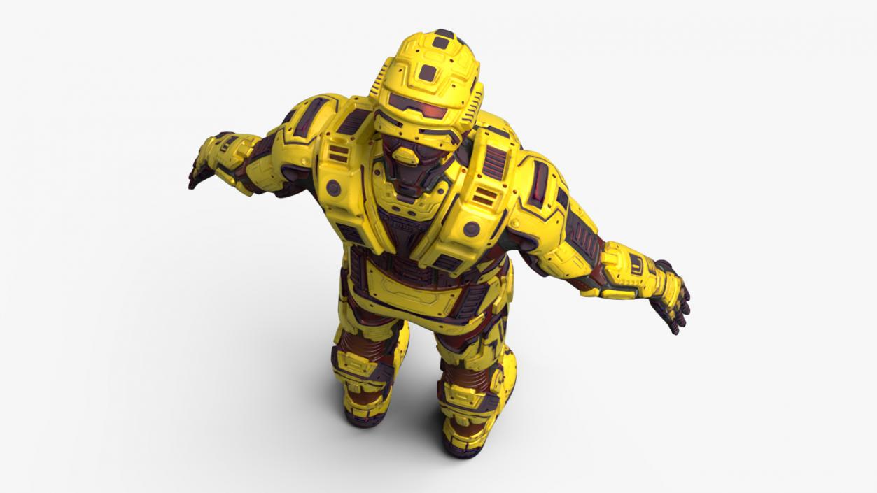 Futuristic Armored Cyborg Yellow 2 3D model