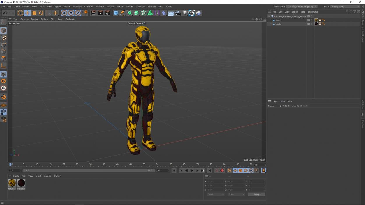 Futuristic Armored Cyborg Yellow 2 3D model