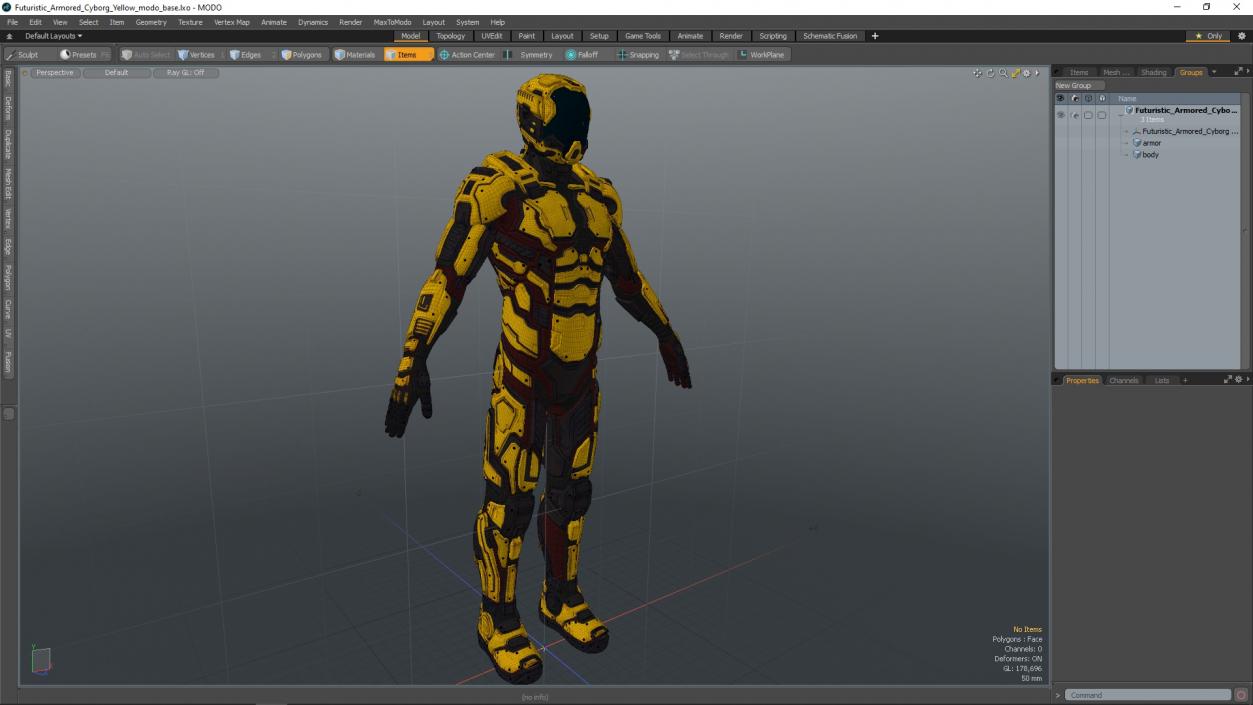 Futuristic Armored Cyborg Yellow 2 3D model