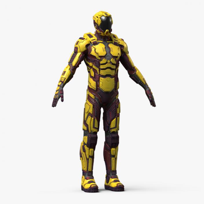 Futuristic Armored Cyborg Yellow 2 3D model