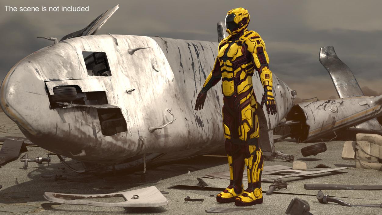 Futuristic Armored Cyborg Yellow 2 3D model