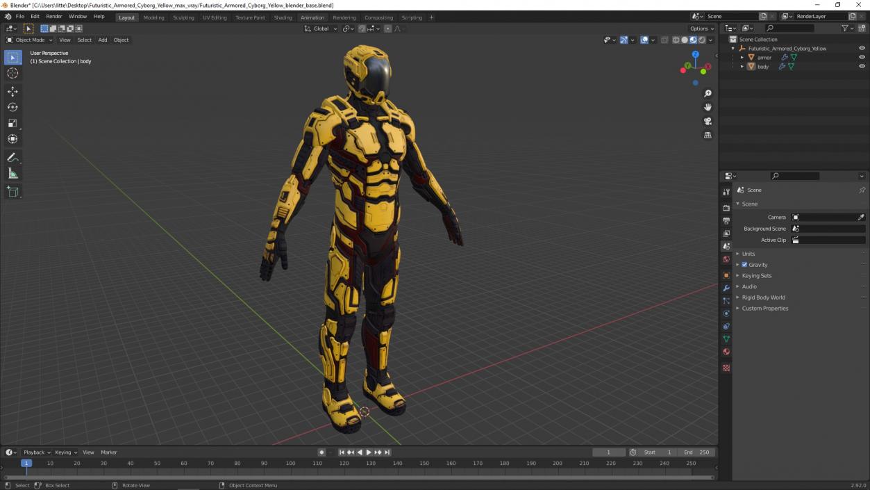 Futuristic Armored Cyborg Yellow 2 3D model