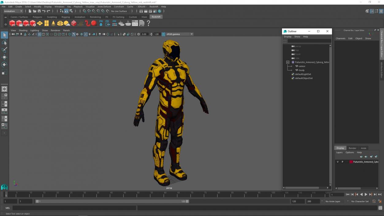 Futuristic Armored Cyborg Yellow 2 3D model