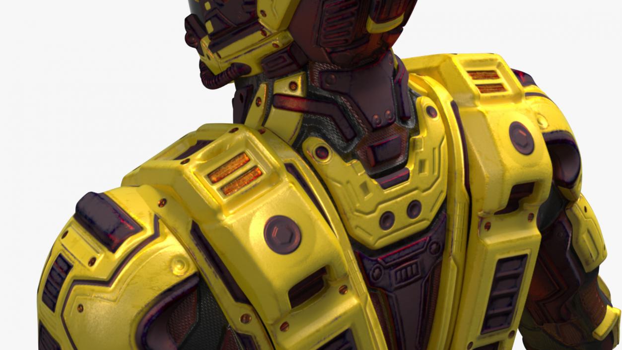 Futuristic Armored Cyborg Yellow 2 3D model