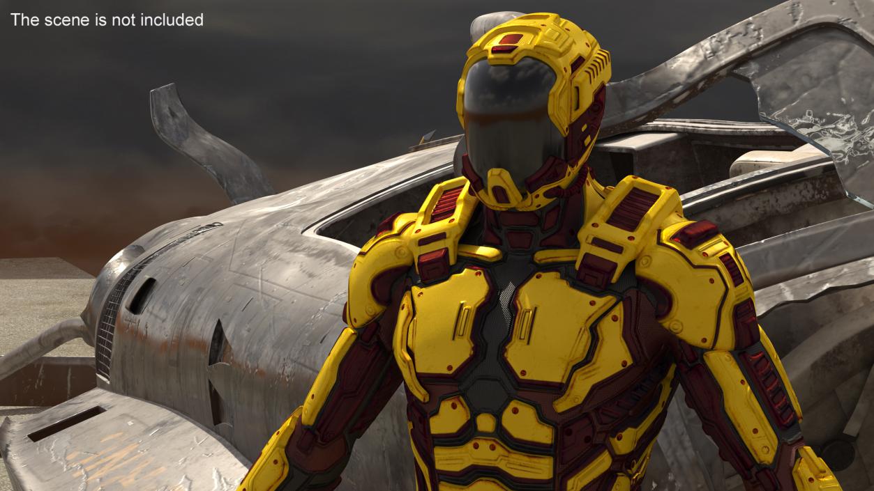 Futuristic Armored Cyborg Yellow 2 3D model