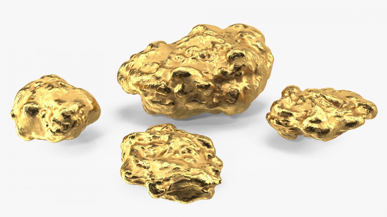 3D Metallic Gold Big Minerals