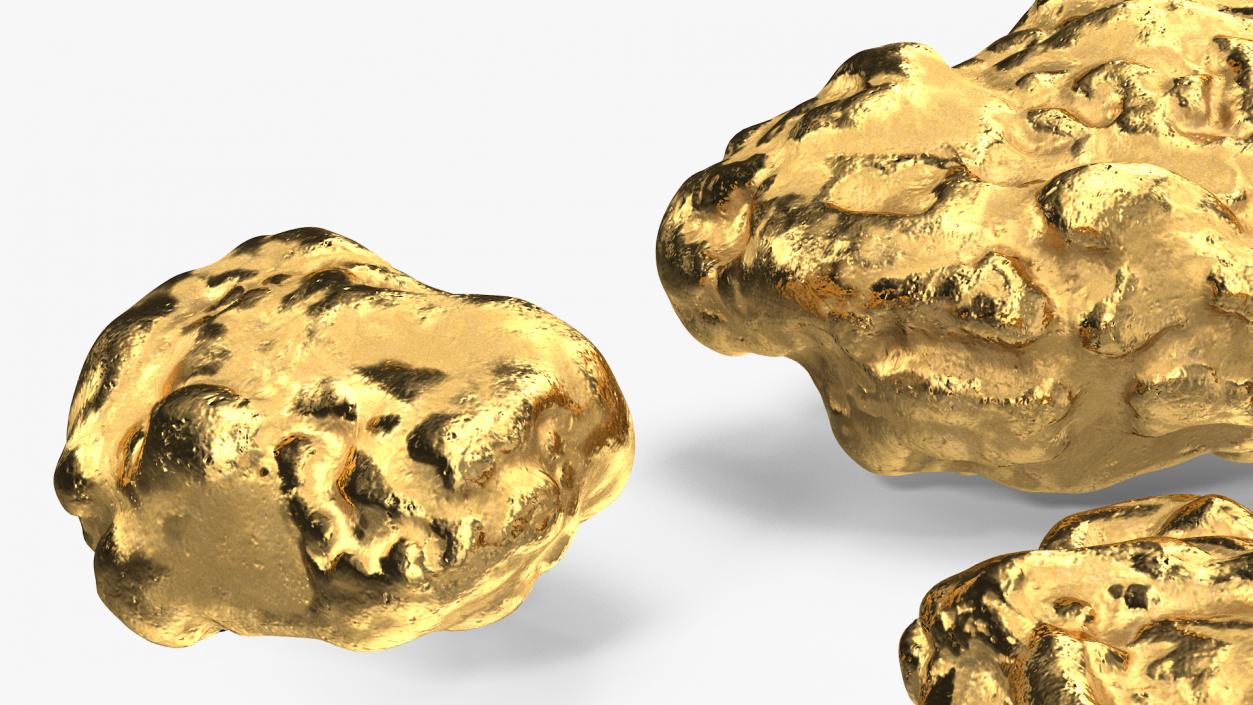 3D Metallic Gold Big Minerals