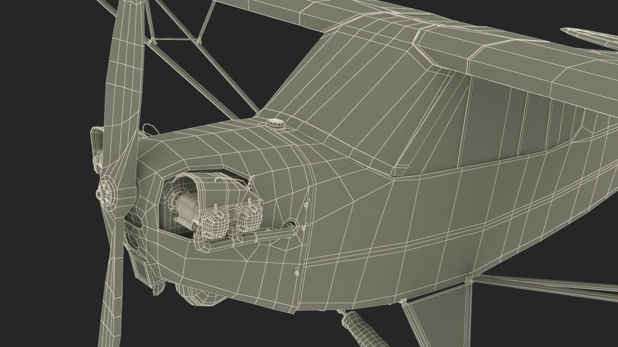 3D model Monoplane Aircraft Piper J-3 Rigged