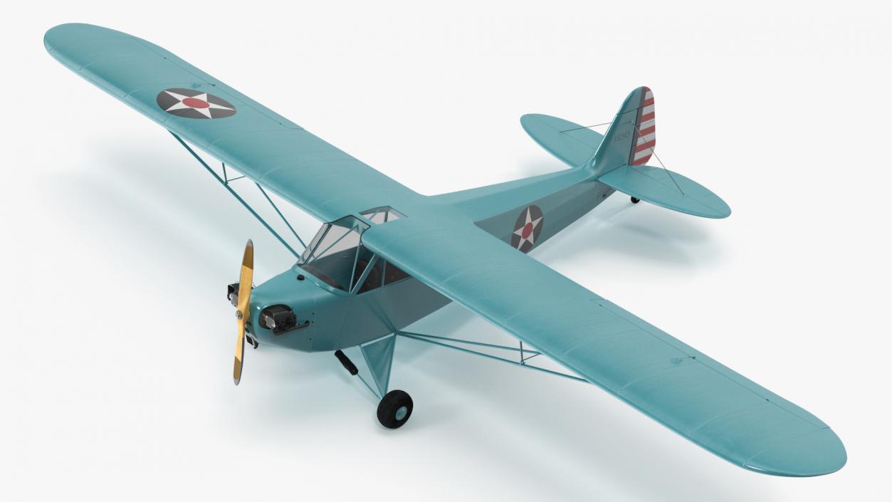 3D model Monoplane Aircraft Piper J-3 Rigged