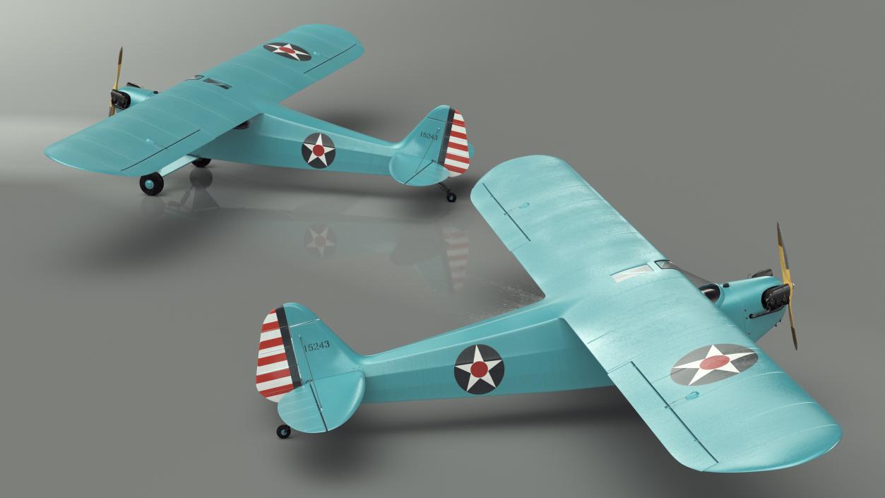 3D model Monoplane Aircraft Piper J-3 Rigged