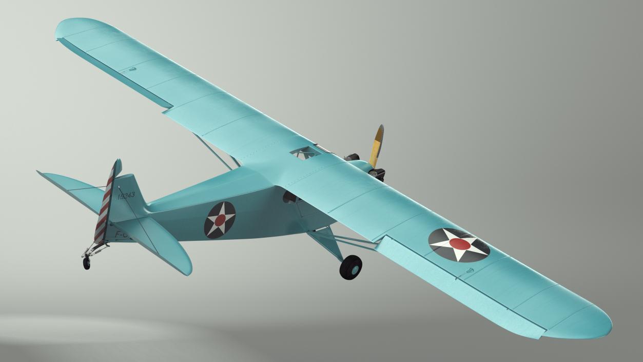 3D model Monoplane Aircraft Piper J-3 Rigged