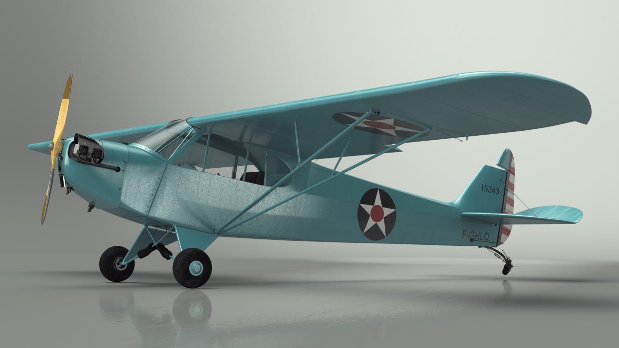 3D model Monoplane Aircraft Piper J-3 Rigged