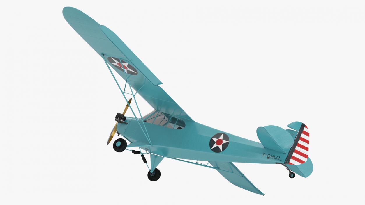 3D model Monoplane Aircraft Piper J-3 Rigged