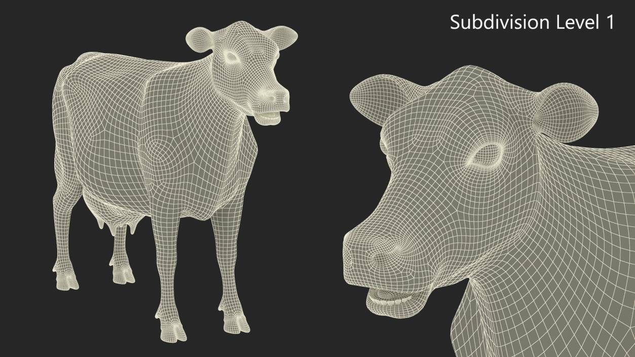 3D Cream Cow Rigged