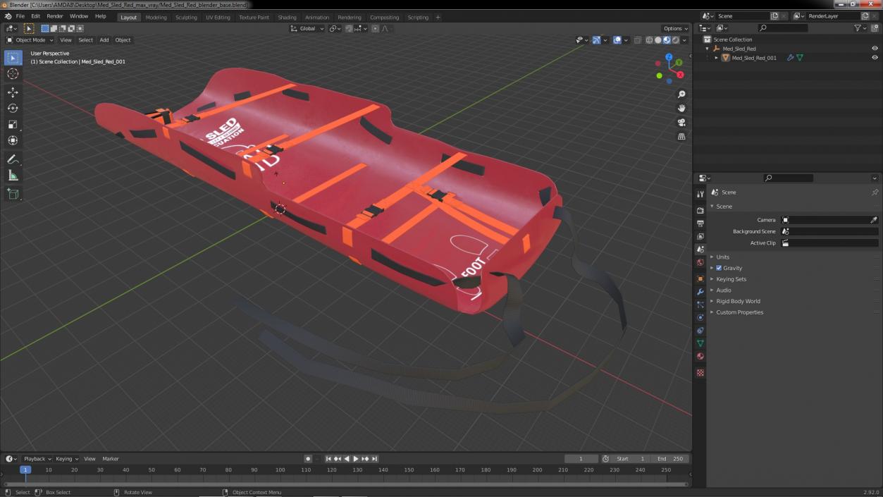 Med Sled Red 3D