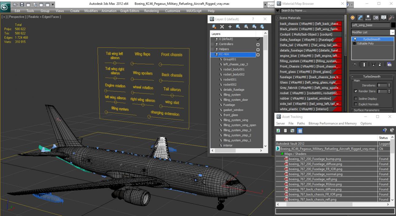 Boeing KC46 Pegasus Military Refueling Aircraft Rigged 3D model