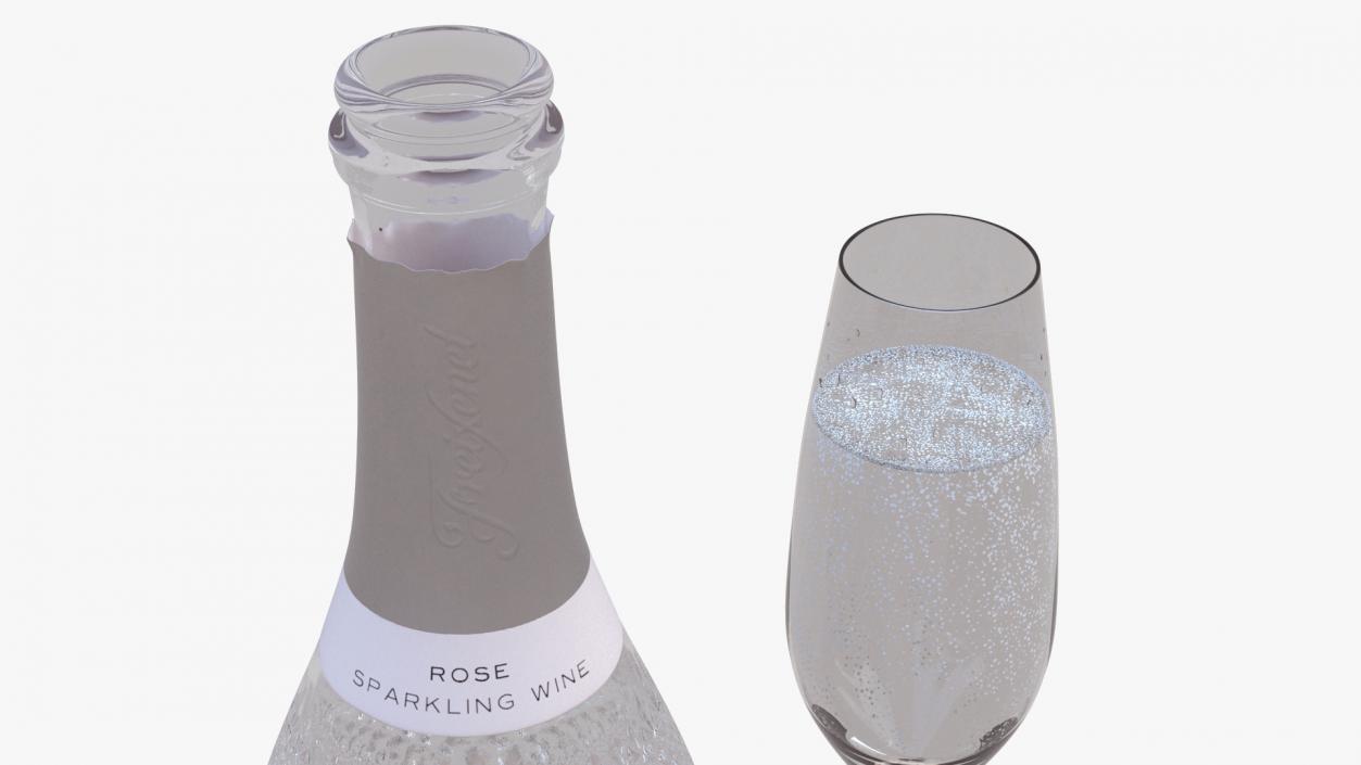 Freixenet Italian Rose Sparkling Wine and Glass 3D