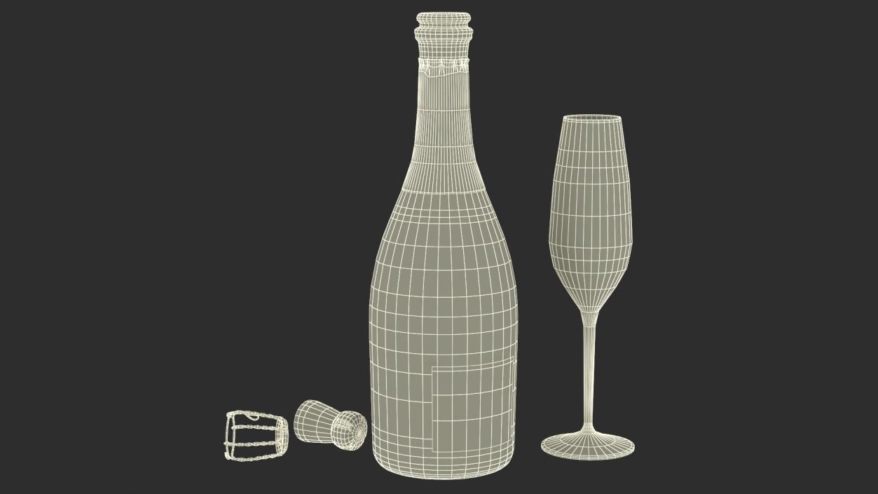 Freixenet Italian Rose Sparkling Wine and Glass 3D