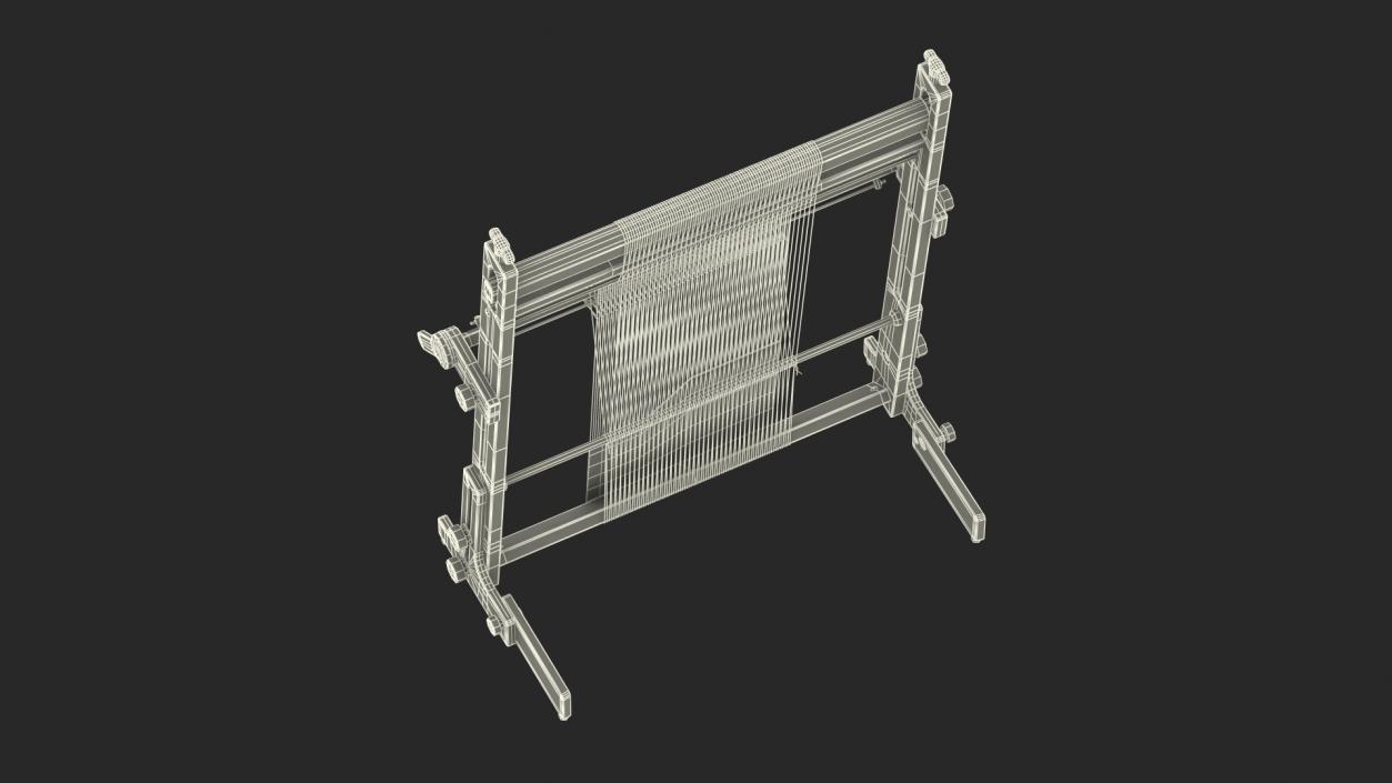 3D Wooden Tapestry Weaving Loom Aged model