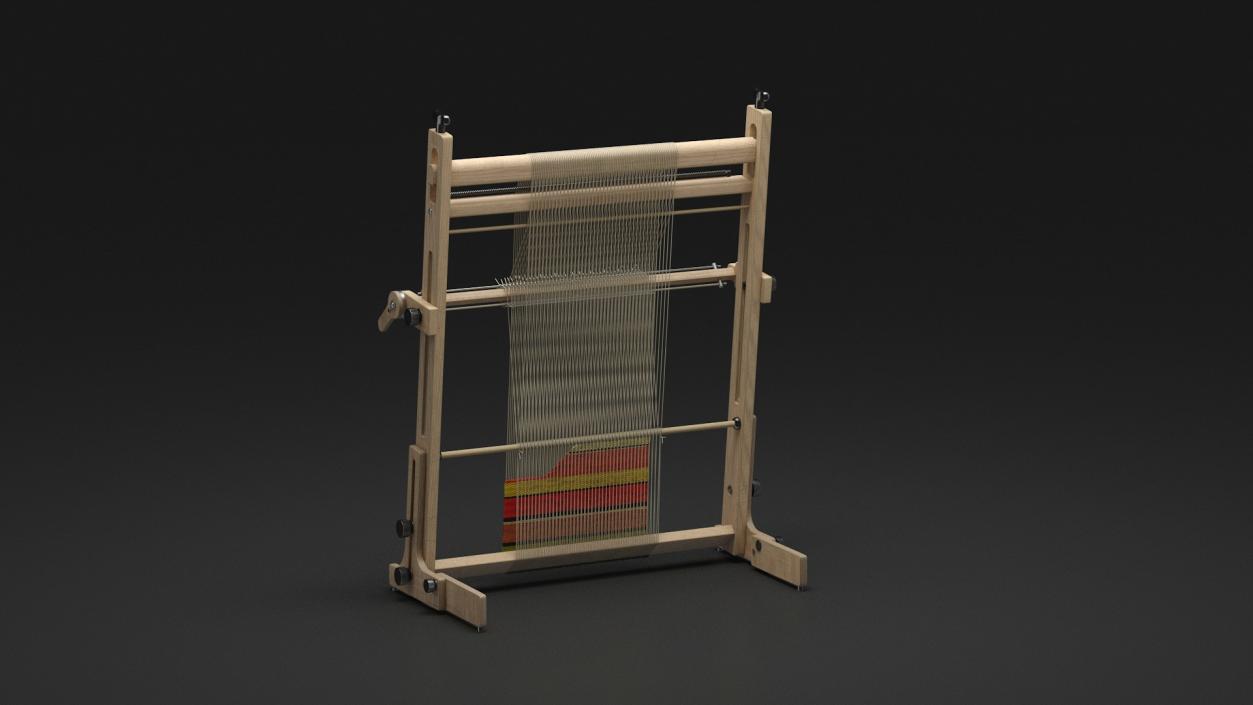 3D Wooden Tapestry Weaving Loom Aged model