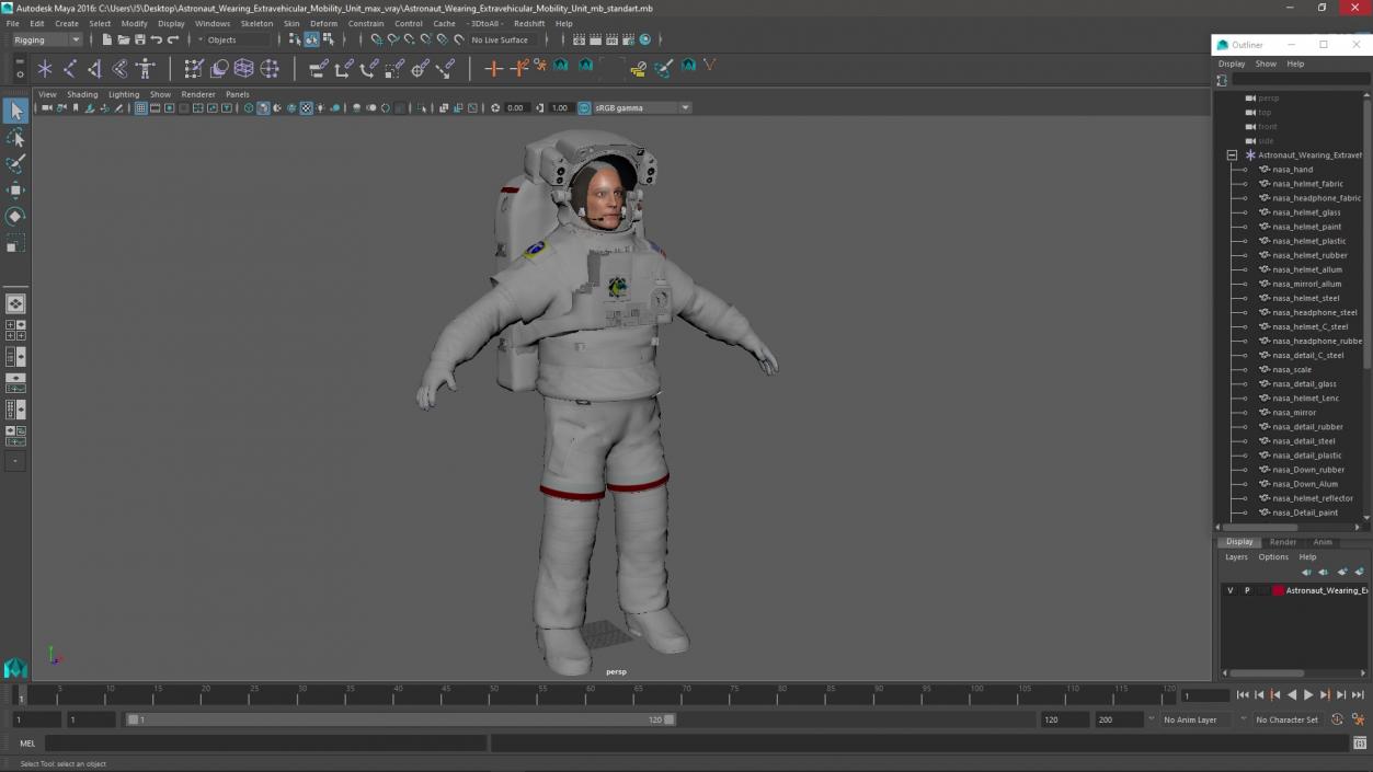 3D Astronaut Wearing Extravehicular Mobility Unit