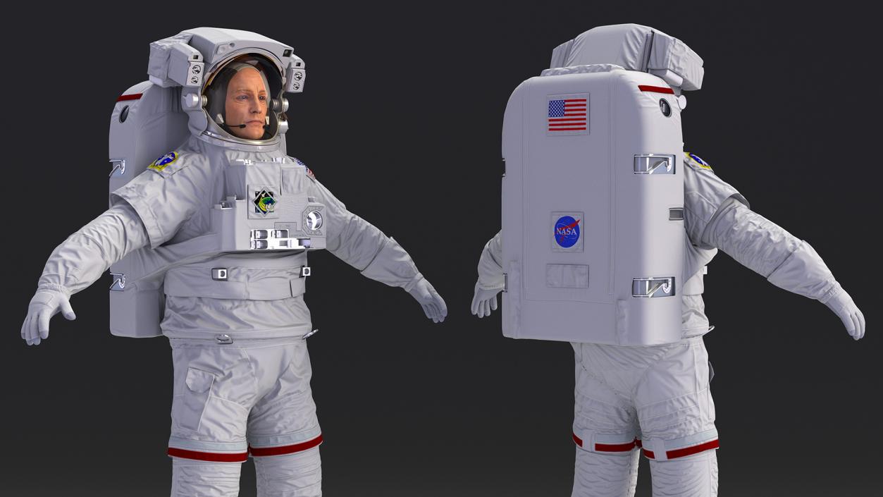 3D Astronaut Wearing Extravehicular Mobility Unit