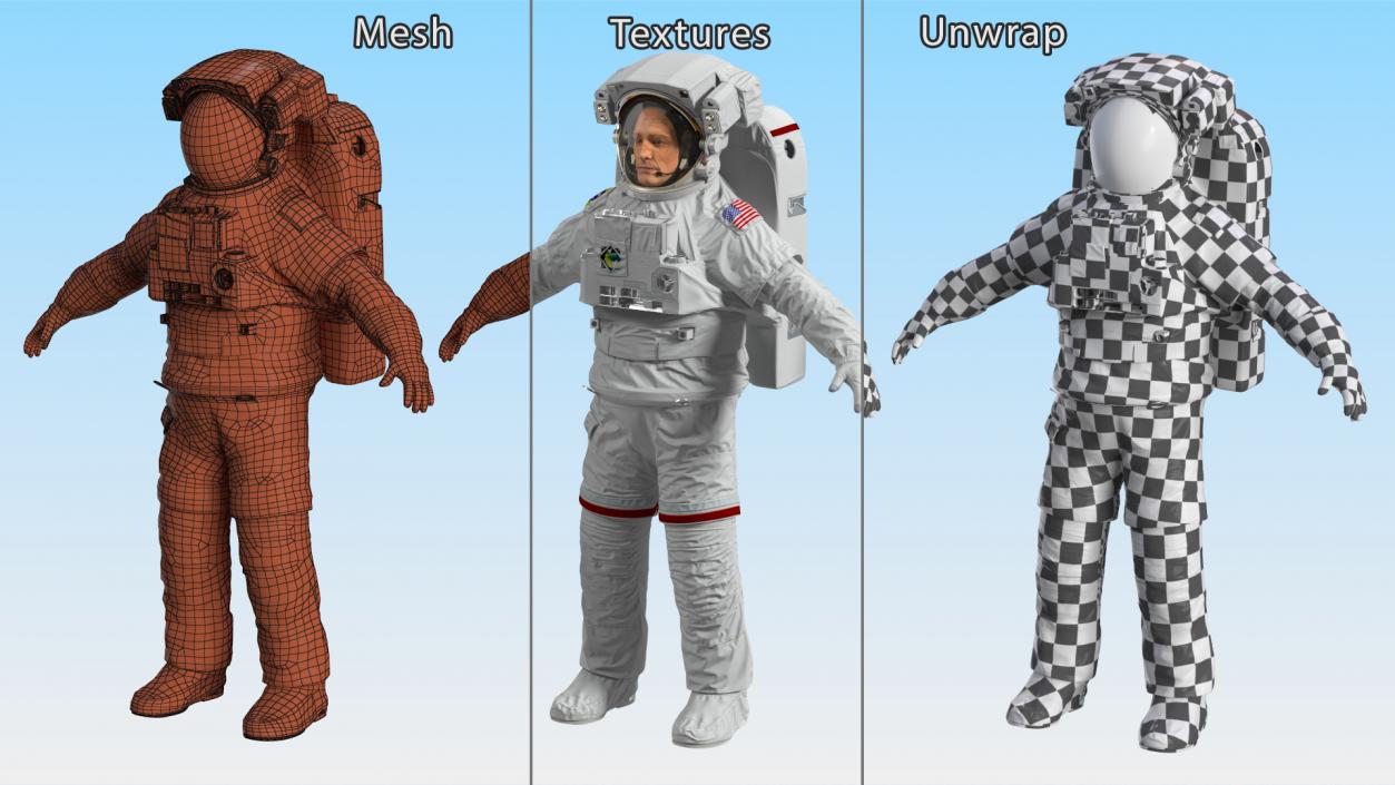 3D Astronaut Wearing Extravehicular Mobility Unit