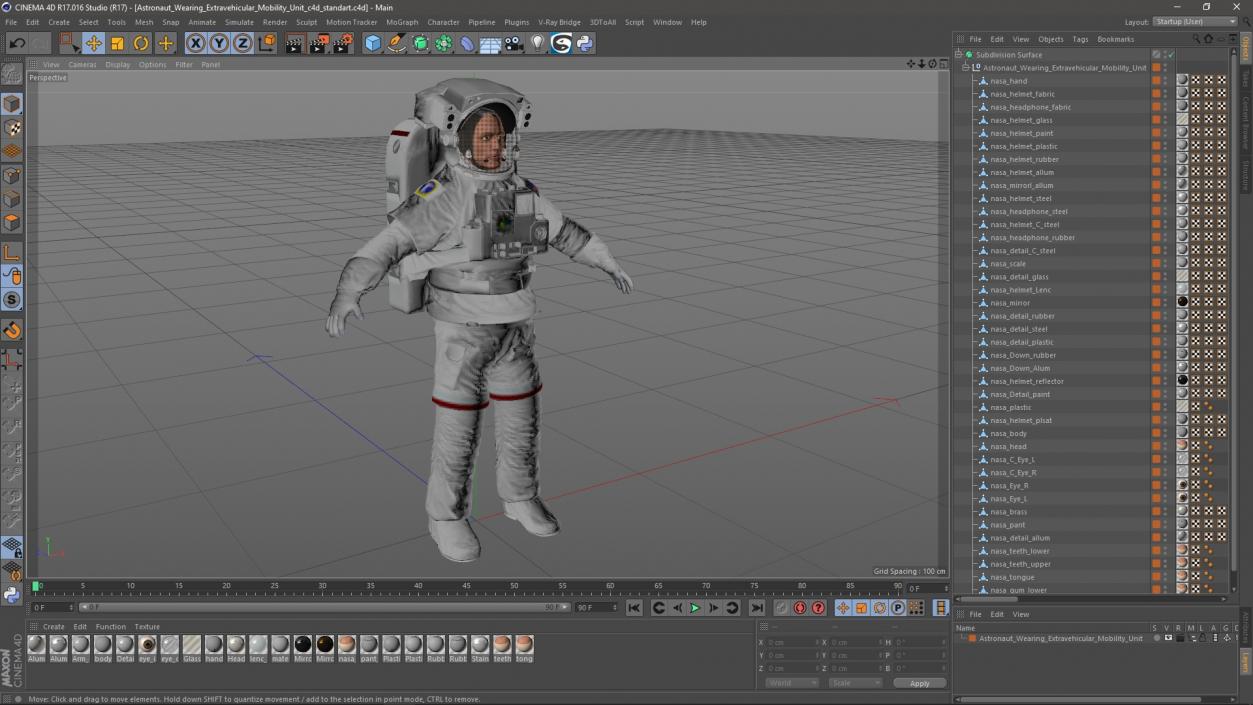 3D Astronaut Wearing Extravehicular Mobility Unit