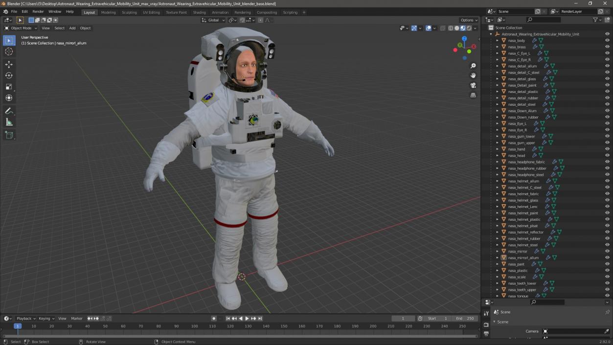 3D Astronaut Wearing Extravehicular Mobility Unit