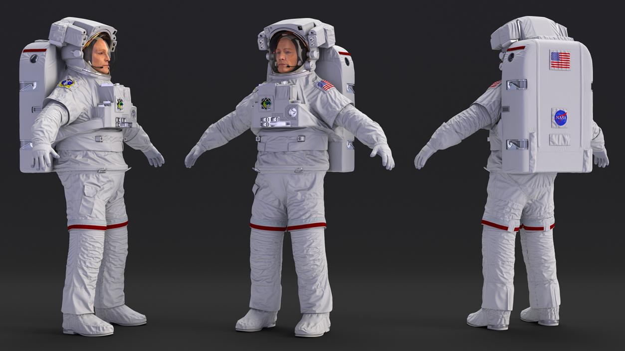 3D Astronaut Wearing Extravehicular Mobility Unit