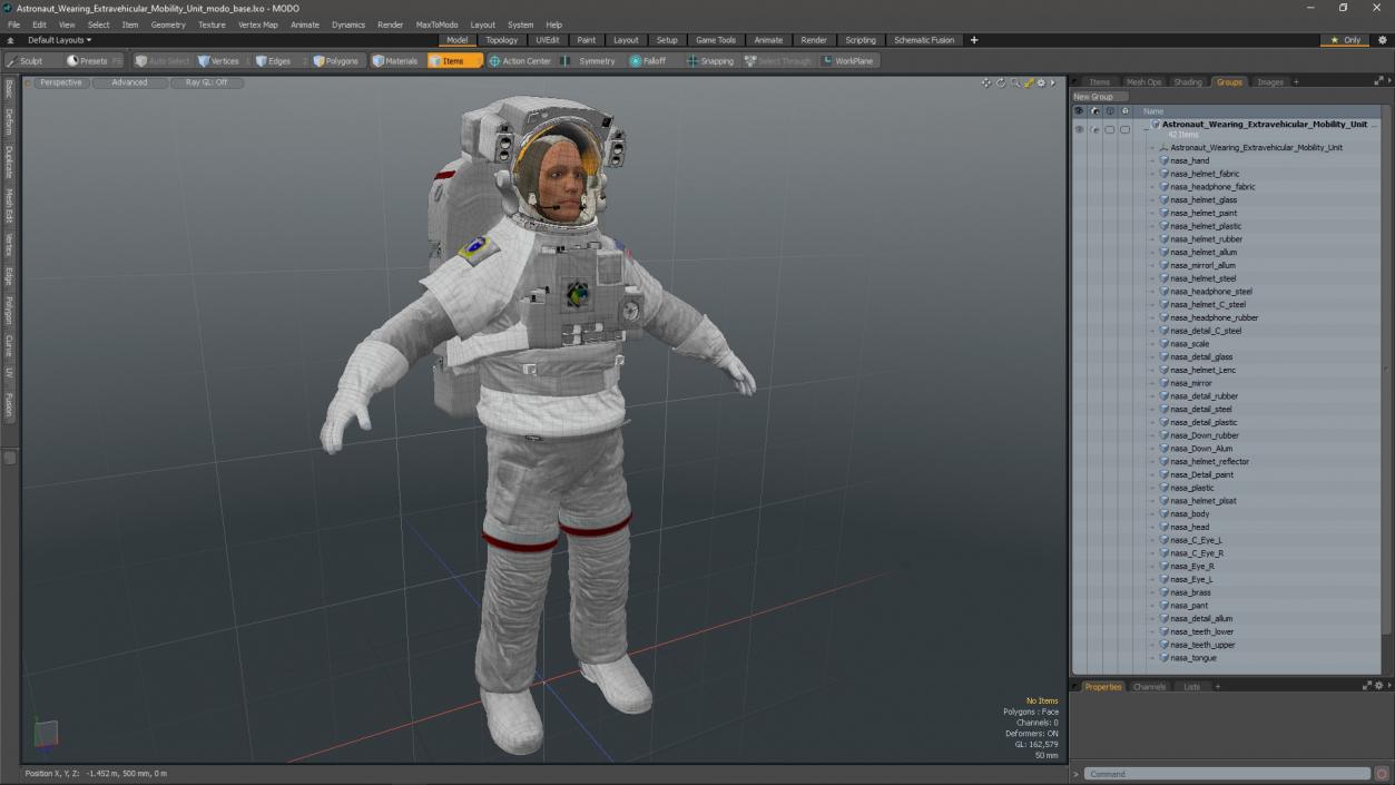 3D Astronaut Wearing Extravehicular Mobility Unit