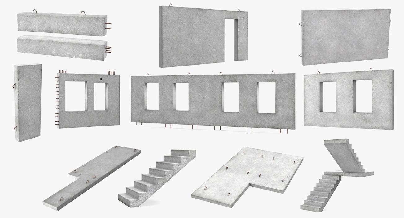 3D Precast Concrete Panels Big Collection model