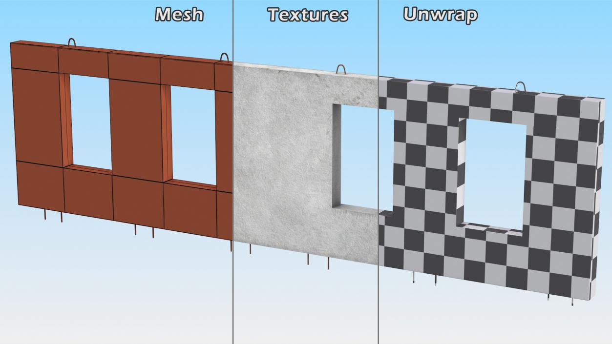 3D Precast Concrete Panels Big Collection model