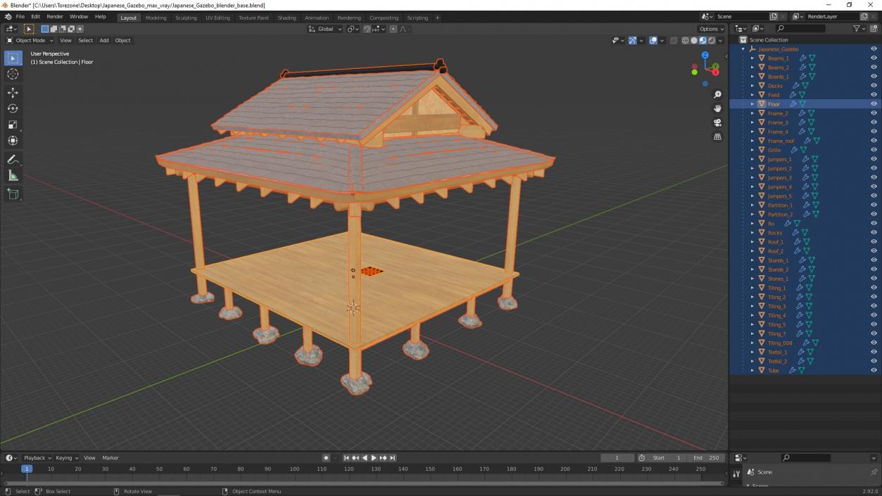 3D model Japanese Gazebo