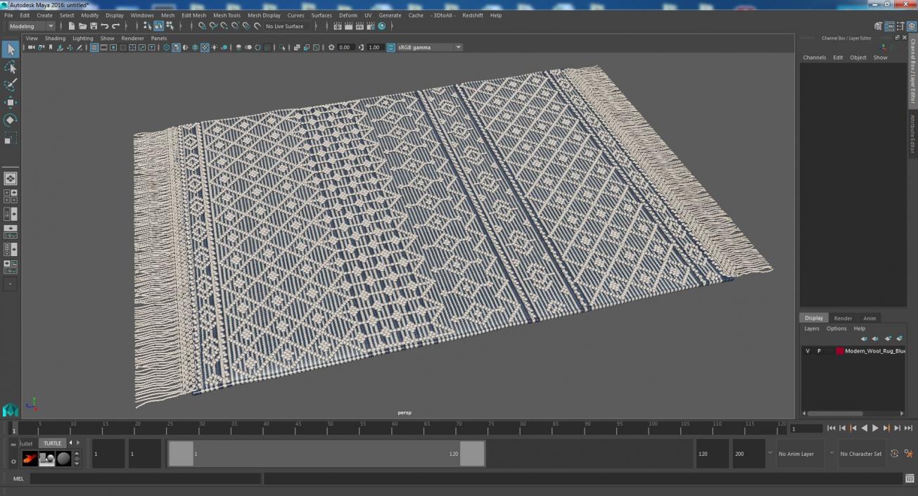 3D model Modern Wool Rug Blue