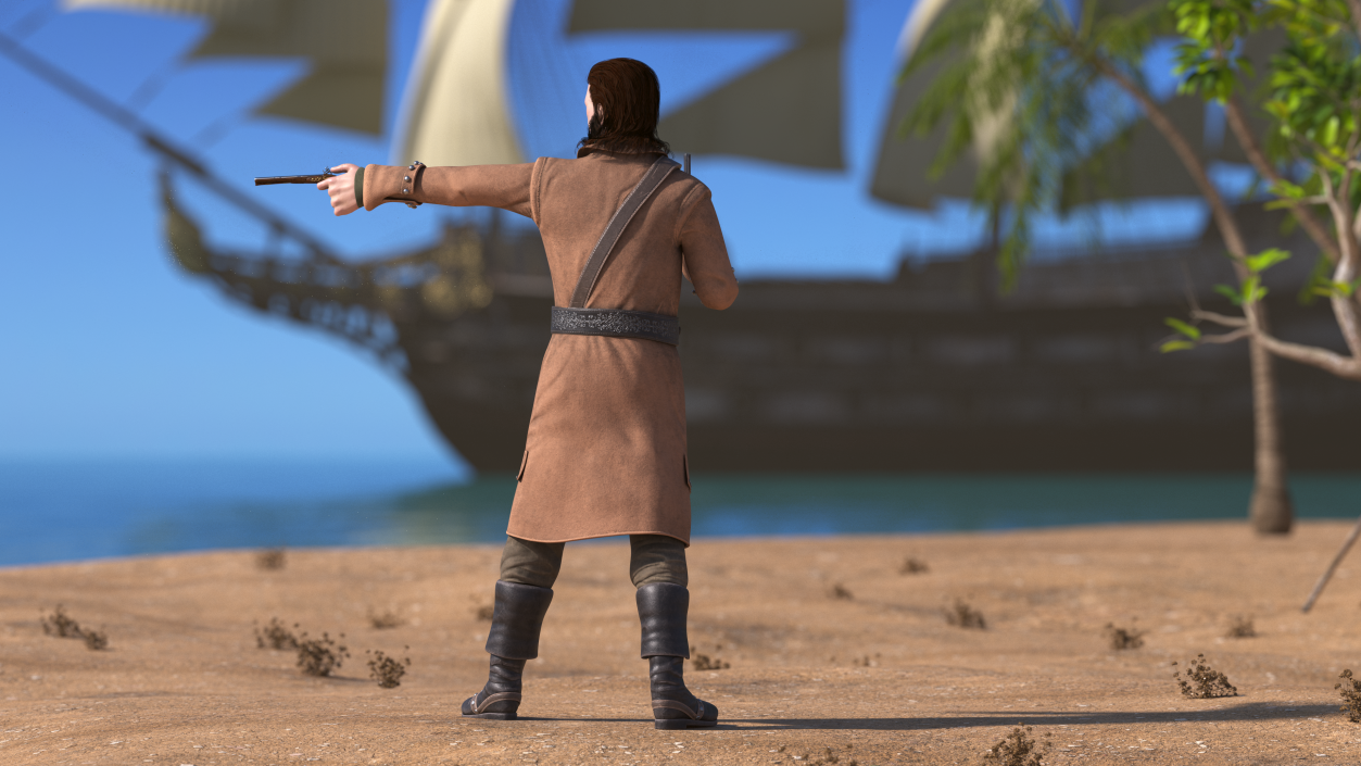 Rogue Pirate Man with Pistols 3D model