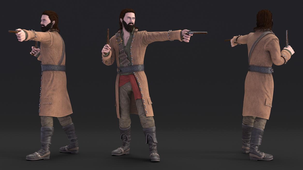 Rogue Pirate Man with Pistols 3D model