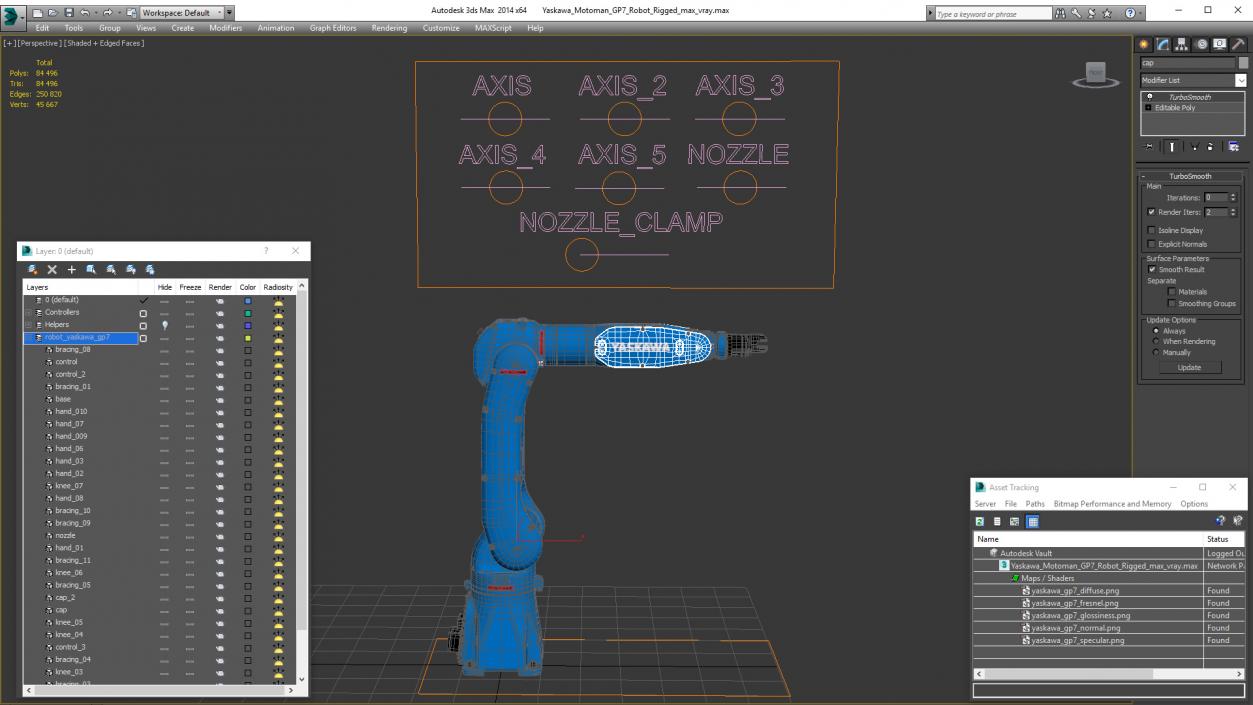 Yaskawa Motoman GP7 Robot Rigged 3D