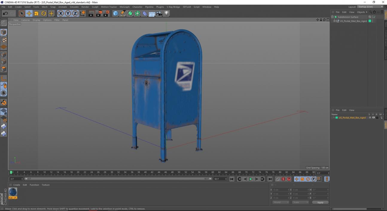 3D US Postal Mail Box Aged model