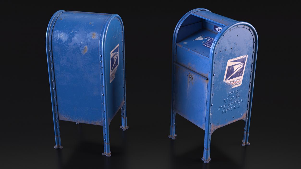 3D US Postal Mail Box Aged model