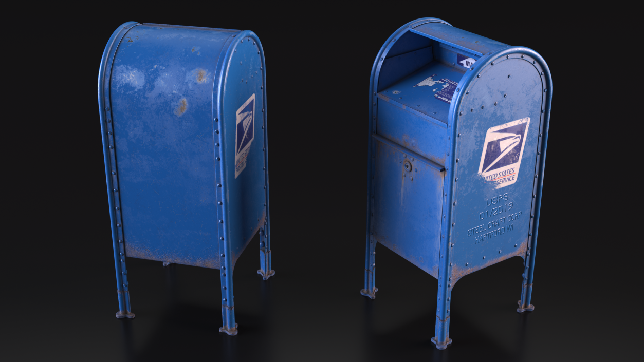 3D US Postal Mail Box Aged model