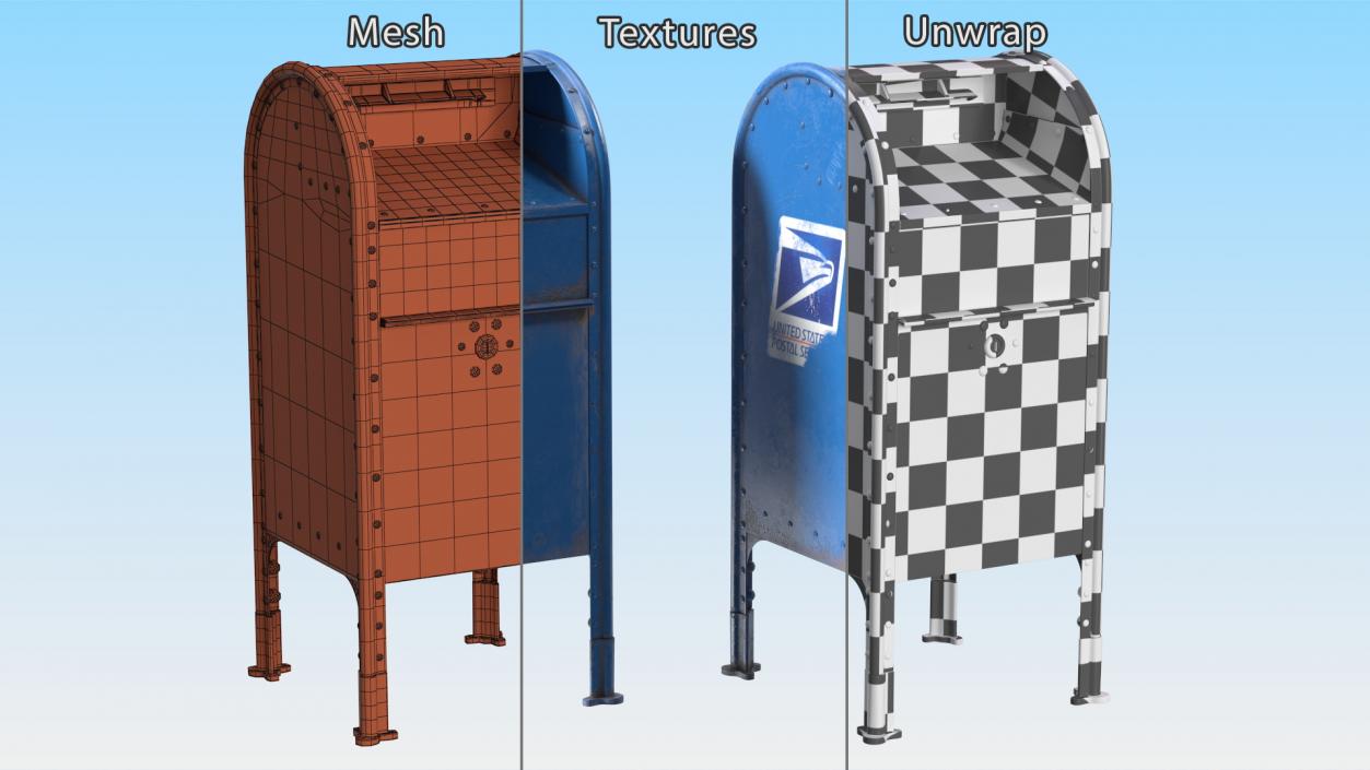 3D US Postal Mail Box Aged model