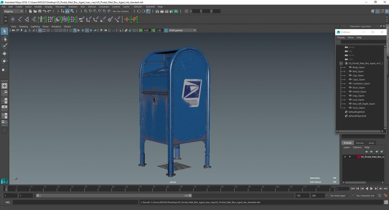 3D US Postal Mail Box Aged model