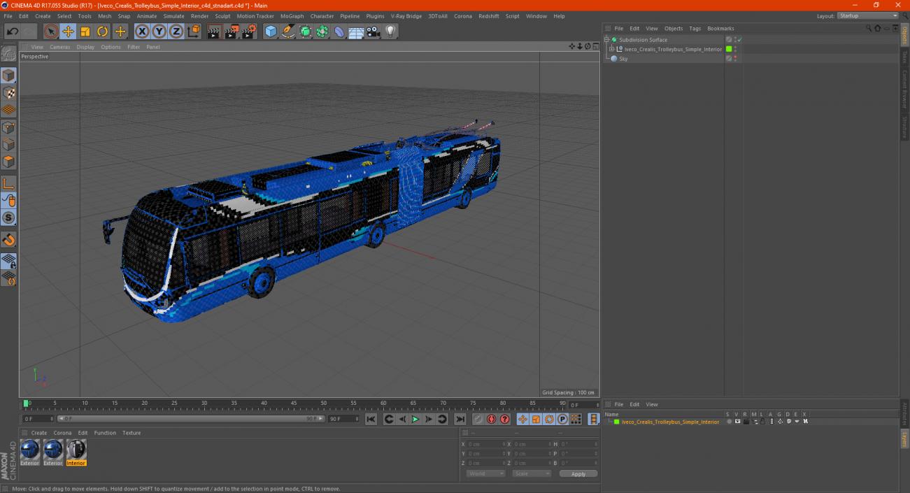 3D model Iveco Crealis Trolleybus Simple Interior